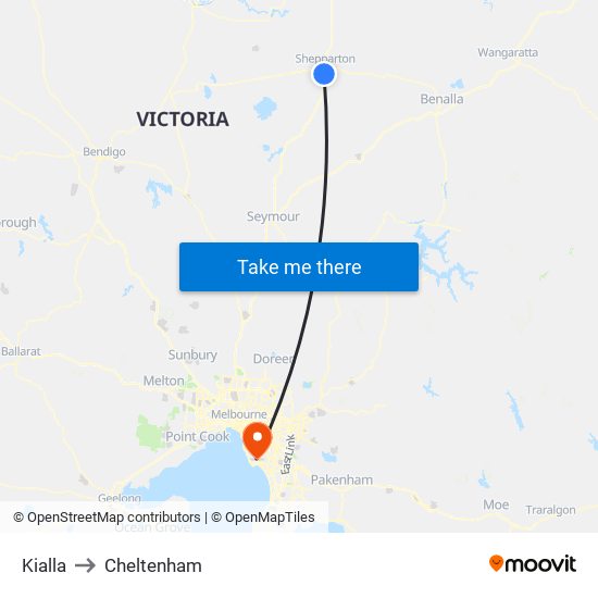 Kialla to Cheltenham map