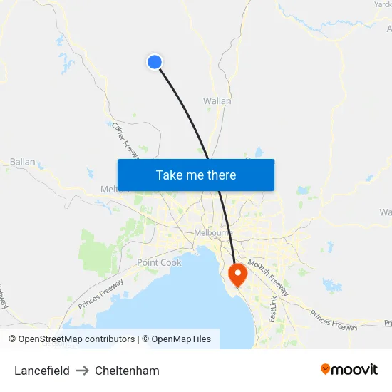 Lancefield to Cheltenham map