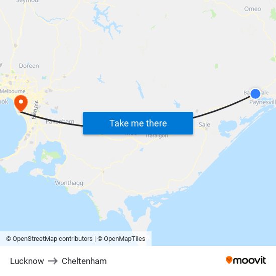 Lucknow to Cheltenham map