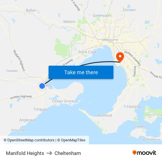 Manifold Heights to Cheltenham map