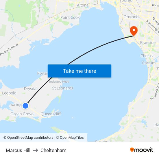 Marcus Hill to Cheltenham map