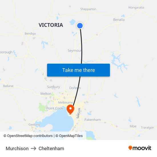 Murchison to Cheltenham map