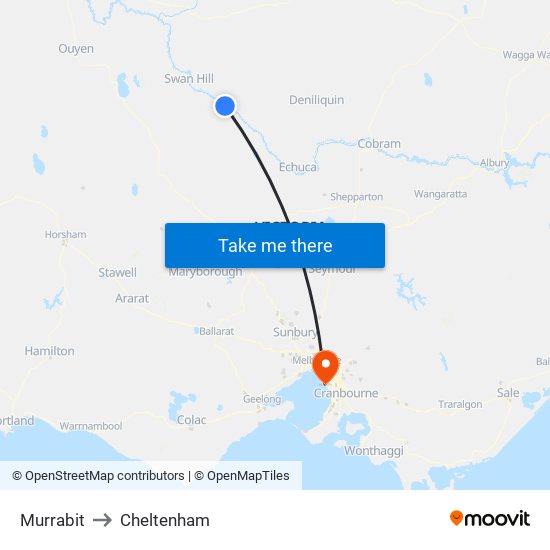 Murrabit to Cheltenham map