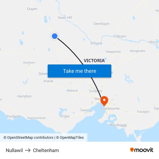 Nullawil to Cheltenham map