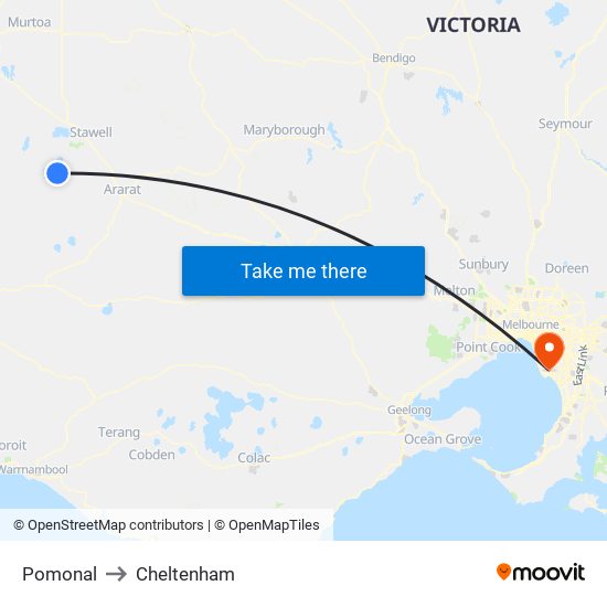 Pomonal to Cheltenham map