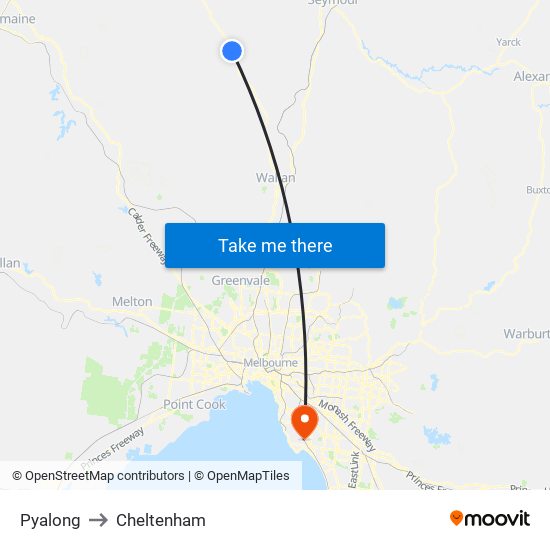 Pyalong to Cheltenham map