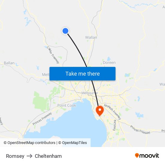 Romsey to Cheltenham map