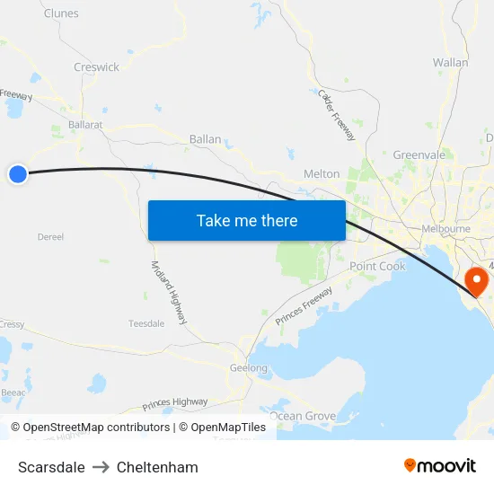 Scarsdale to Cheltenham map