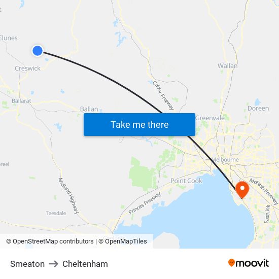 Smeaton to Cheltenham map