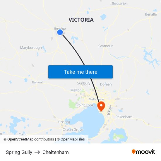 Spring Gully to Cheltenham map