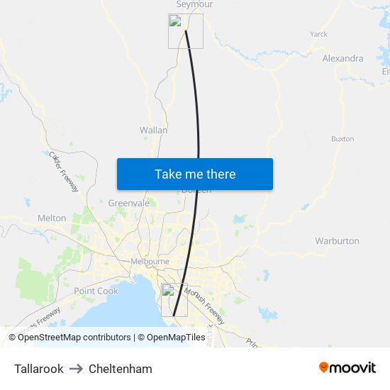 Tallarook to Cheltenham map