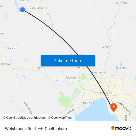 Welshmans Reef to Cheltenham map