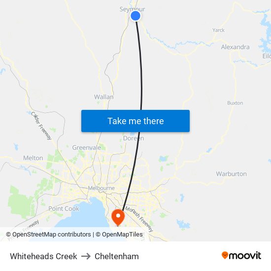 Whiteheads Creek to Cheltenham map