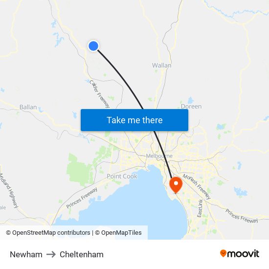 Newham to Cheltenham map