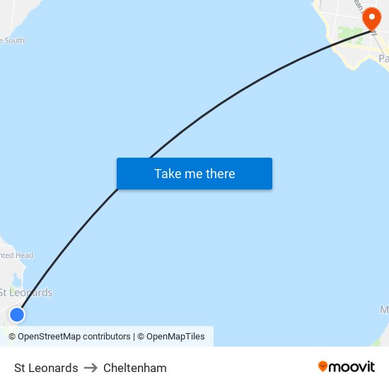 St Leonards to Cheltenham map