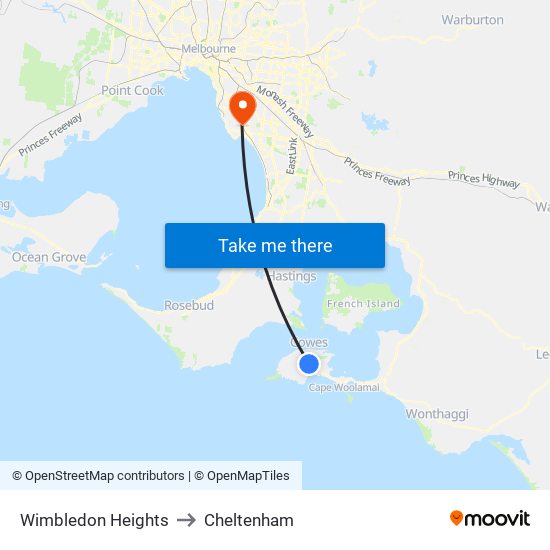 Wimbledon Heights to Cheltenham map