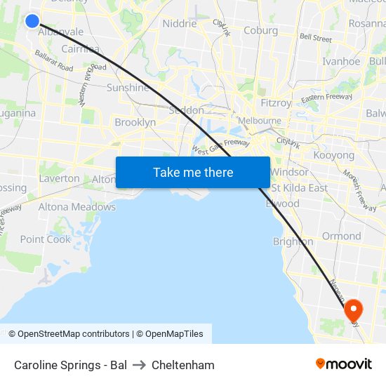 Caroline Springs - Bal to Cheltenham map