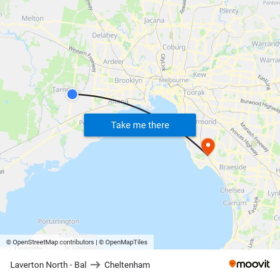 Laverton North - Bal to Cheltenham map