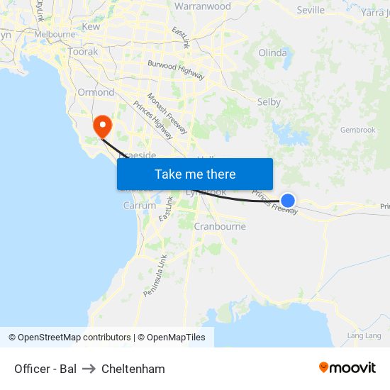 Officer - Bal to Cheltenham map
