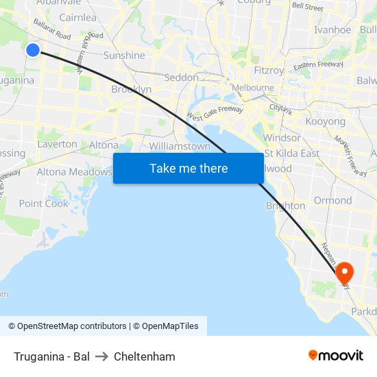 Truganina - Bal to Cheltenham map