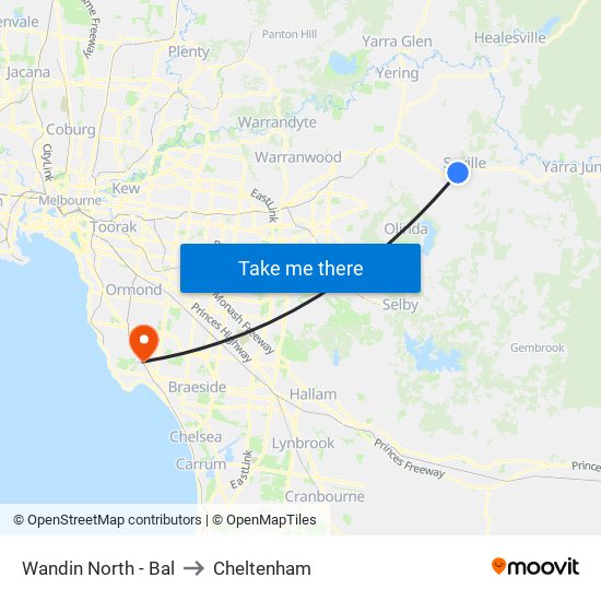 Wandin North - Bal to Cheltenham map