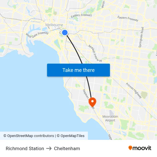 Richmond Station to Cheltenham map