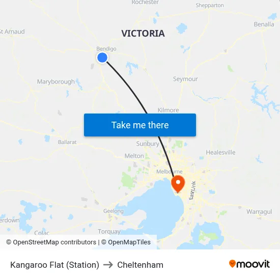 Kangaroo Flat (Station) to Cheltenham map
