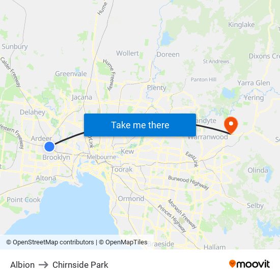Albion to Chirnside Park map