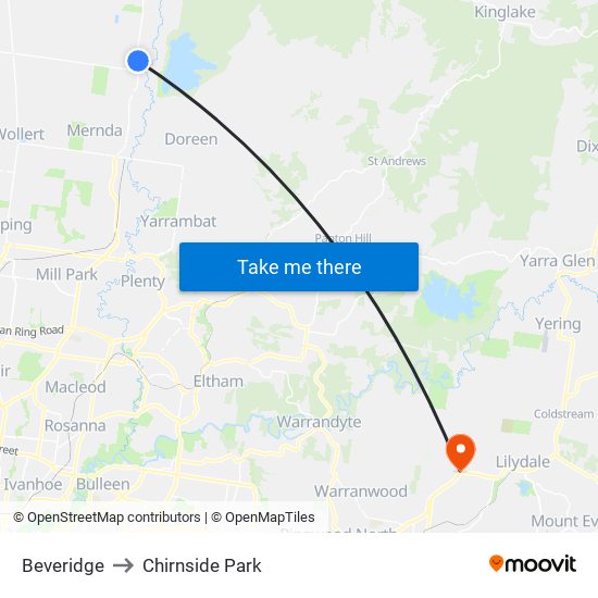 Beveridge to Chirnside Park map