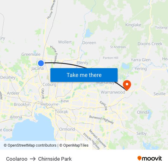 Coolaroo to Chirnside Park map