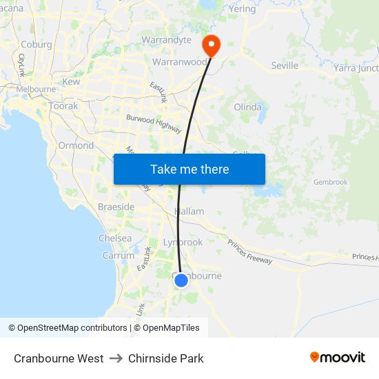 Cranbourne West to Chirnside Park map