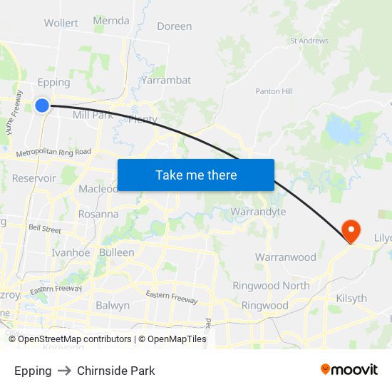 Epping to Chirnside Park map