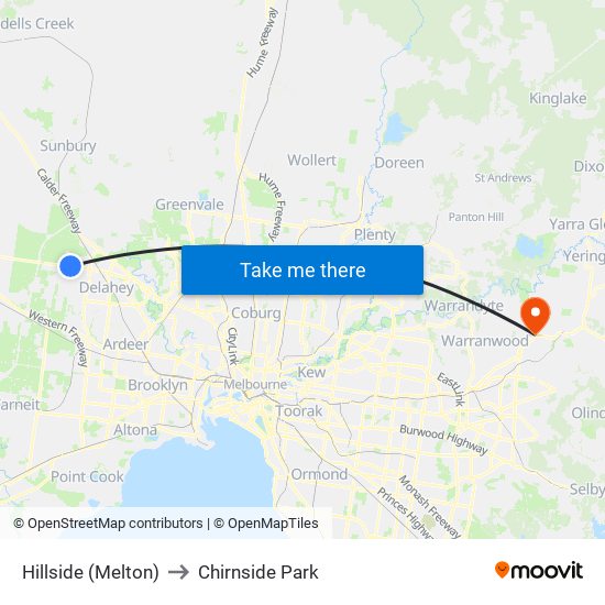 Hillside (Melton) to Chirnside Park map