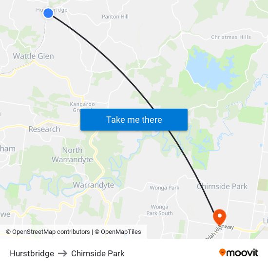 Hurstbridge to Chirnside Park map