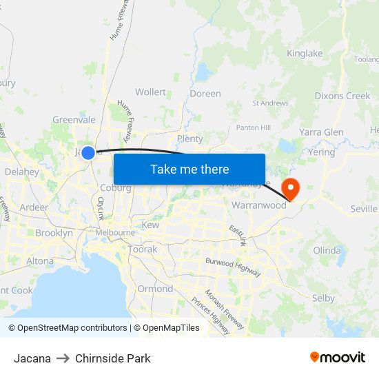 Jacana to Chirnside Park map