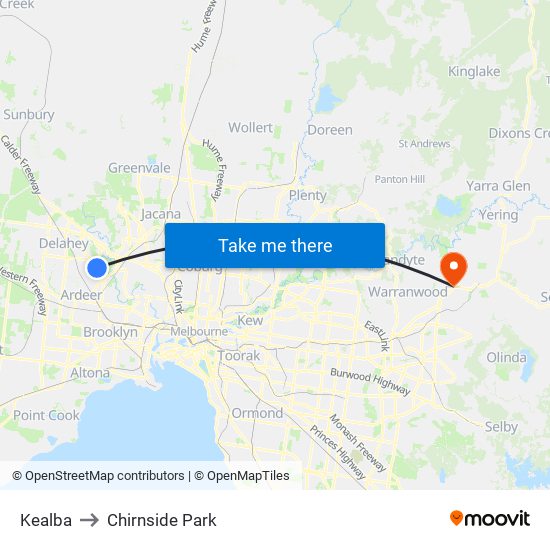 Kealba to Chirnside Park map
