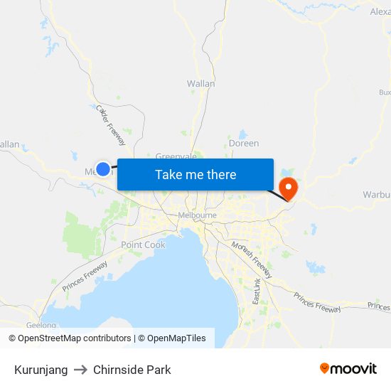 Kurunjang to Chirnside Park map