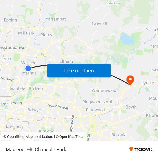 Macleod to Chirnside Park map