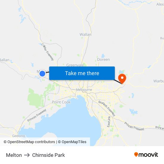 Melton to Chirnside Park map