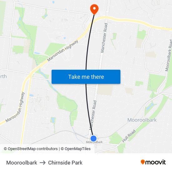 Mooroolbark to Chirnside Park map