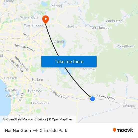 Nar Nar Goon to Chirnside Park map