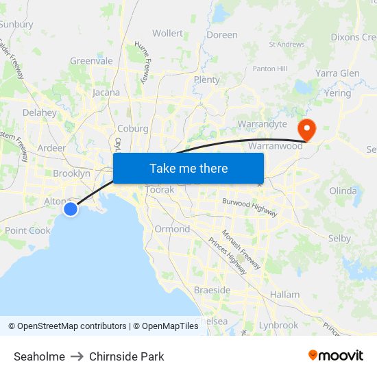 Seaholme to Chirnside Park map