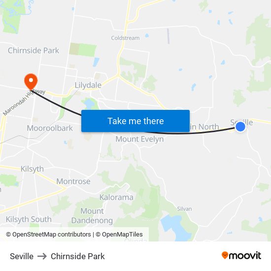 Seville to Chirnside Park map