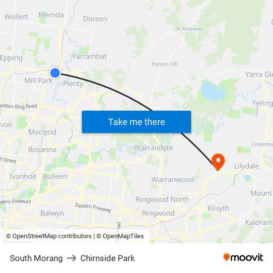 South Morang to Chirnside Park map