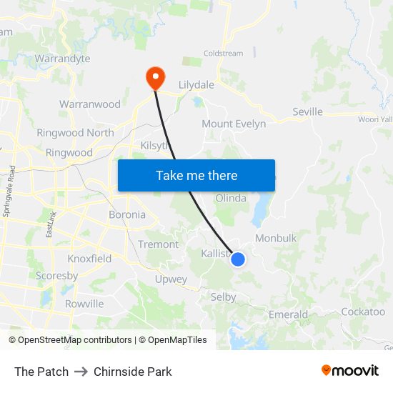 The Patch to Chirnside Park map