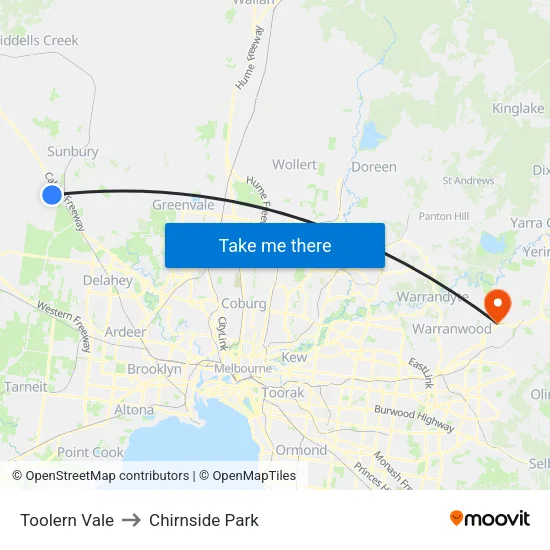 Toolern Vale to Chirnside Park map
