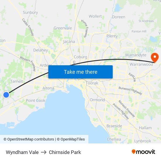 Wyndham Vale to Chirnside Park map