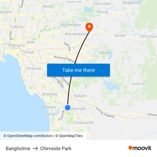 Bangholme to Chirnside Park map