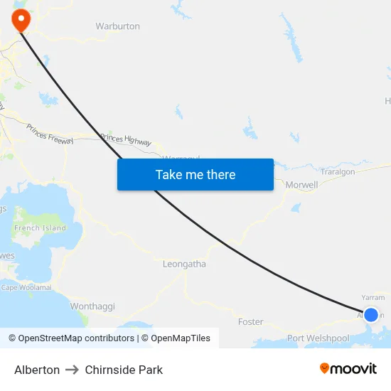 Alberton to Chirnside Park map