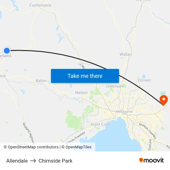 Allendale to Chirnside Park map